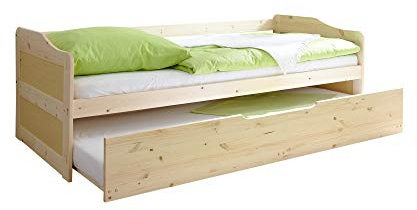 TiCAA Doppelbett Funktionsbett Sofabett Marianne Kiefer massiv Natur