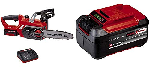 Einhell Akku-Kettensäge GE-LC 18/25-1 Li Kit Power X-Change (18 V, 23 cm Schnittlänge, 4,5 m/s Kettengeschwindigkeit, autom. Kettenschmierung, inkl. 1x 3,0 Ah Akku, 1x 5,2 Ah Akku + Ladegerät)