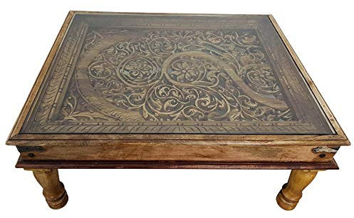 Couchtisch Wohnzimmertisch 110x90 Indischer Bajot Orientalischer Orient Tisch Größe 90x90