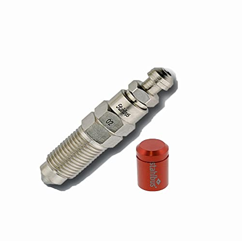 UK-Motors SB-110413 Stahl Entlüfterschraube mit Alukappe Rot M10x1x20mm Entlüftungsventil für Motorradbremsen