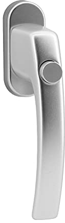 Nobily Fenstergriff Aluminium eloxiert - silberfarbig, mit Druckknopf, Einbruchsicher, Kindersicher