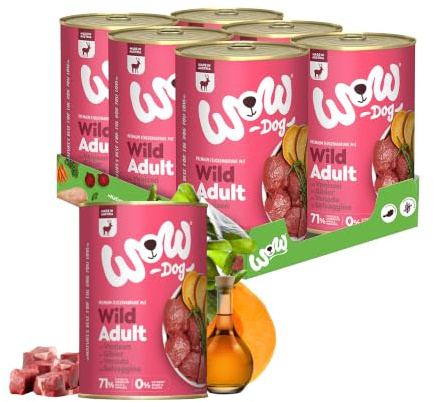 WOW Dog Hunde-Nassfutter mit Wild 6 x 400g | ohne Getreide & Zucker
