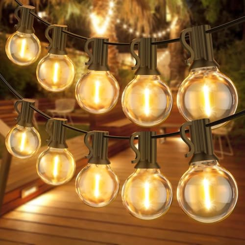 FANSANMY Lichterkette Außen 45.7M | mit 75+2 G40 Birnen, IP45 Wasserdicht, Erweiterbar Lichterketten für Garten, Terrasse, Hochzeiten, Partys, Innen