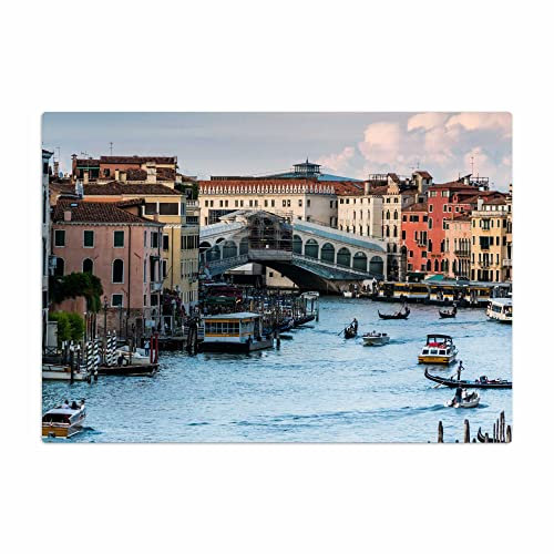 Vero Home 14533 Glas-Schneidebrett | Motiv Gebäude Rialto-Brücke | rutschfest, kratzfest und lebensmittelecht | Maße: 39 x 29 cm