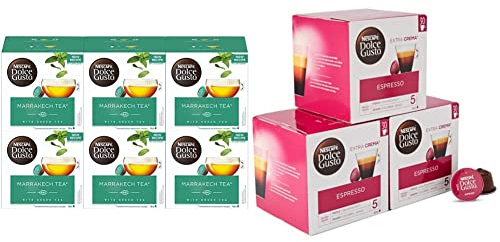 Nescafé Dolce Gusto Marrakech Tea - Thé - 96 Capsules (Pack de 6 boîtes x 16) & Espresso - Café - 90 Capsules (Pack de 3 boîtes XL x 30)
