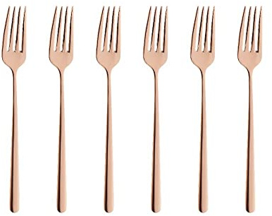 VILLA ITALIA Elegantes Kuchengabel - Set schickes Besteck Set Tafelbesteck Chromiklstahl 6 Stück 6er Set MARIZA COPPER