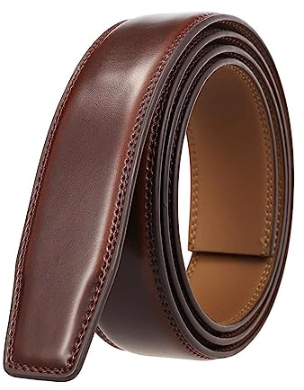 NIUXICH 3,0cm Breite Herren-/Damen-Ledergürtel ohne Schnallen, Business-Gürtel für Herren, ohne automatischen Schnallenkopf, Braun, 130cm