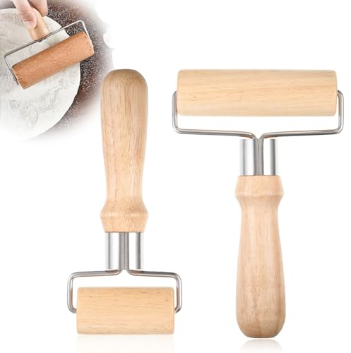 Teigroller Klein Teigroller Holz Nudelholz Holz 2 Stück Teigroller Kleine und mittlere teigrolle Backrolle aus Buchenholz zum Teigrollen Teigroller Zum Ausrollen von Teig, Pizza, Knödelhäuten