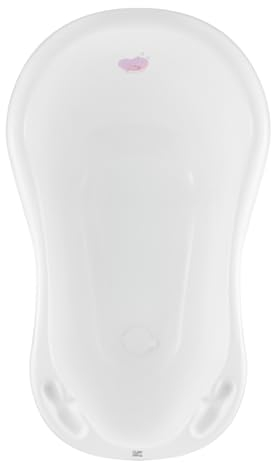Hylat Baby Hug Me Blanc Baignoire Bébé avec bouchon - Certificat TÜV Rheinland - stable et confortable, idéale pour nouveau-nés et bébés jusqu'à 12 mois - Bain Bebe Enfant - Collection Lite