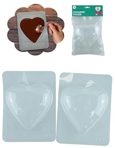 2Pcs Jumbo Smooth Love Heart Molds- 13.5cm| Chocolate Molds Flexible Plastic Cake Moulds| Mousse 3D Molds for Valentine Decoration,Crafting,Ice Make