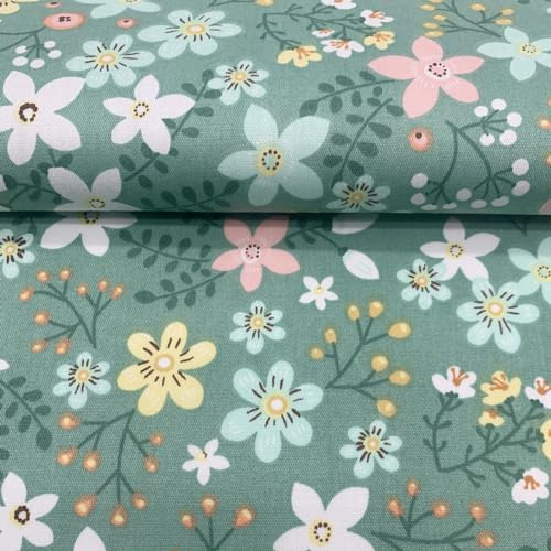 EDGEAM Baumwollstoff Meterware 160 cm breit - Stoffe zum Nähen (50cm, 100cm, 200cm) - Handwerken Nähen Stoff - Dekostoff - Nähmaterial (Grün 07#, 200x160cm)