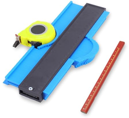 Duplicatore di Contorni Contorno, Misuratore Angoli, Strumento di Misurazione Del Contorno, 5 pollici Calibro Di Profilo, per la lavorazione del legno, Duplicatore di Contorni, Calibro Di Profilo(Blu)