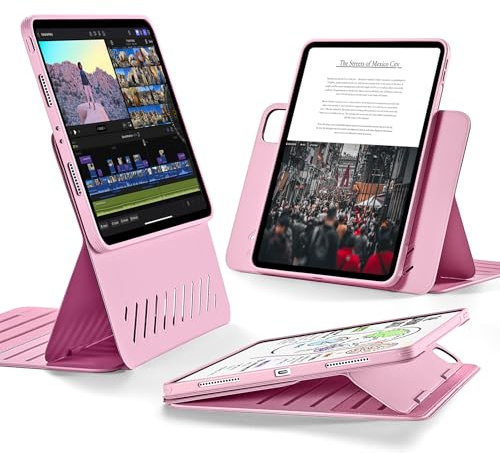 ESR Funda para iPad Pro 11 2022/2021, iPad Pro 11 Pulgadas Case, Cubierta Magnética Desmontable, Soporte Vertical/Horizontal Ajustable con visualización elevada, 9 ángulos de Soporte, Rosa