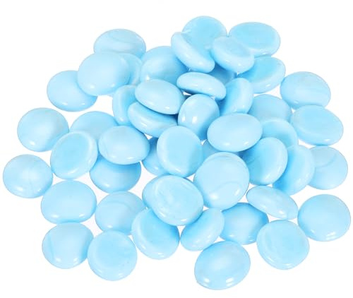 QUARKZMAN Biglie Vetro Piatte Decorative 17-19 Mm Perline Riempimento per Vasi Roccia Ciottoli Blu per Decorazioni per Tavola Acquari, 100pz
