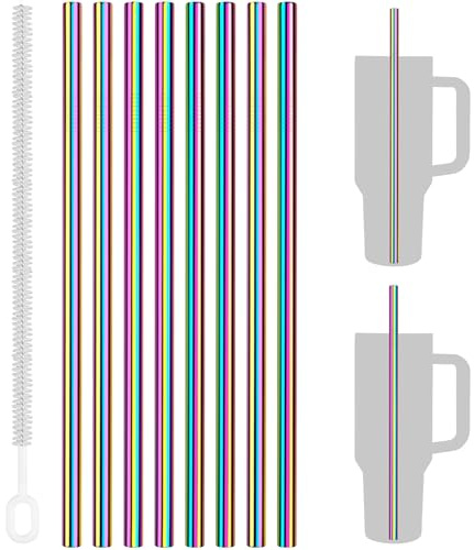 Tomorotec Lot de 8 pailles en acier inoxydable pour gobelets Stanley de 1 134 g