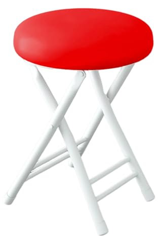 Sgabello da Bar Pieghevole da 49 cm, Sgabello Rotondo Imbottito Multifunzionale Portatile, Sgabello Pieghevole Rotondo Compatto, Adatto per Cucina, Soggiorno e Ufficio(Rouge)