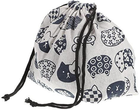 COLLBATH Lunchbox Tasche Japanisch Aus Baumwolle Und Leinen Mit Kordelzug Für Mittagessen Und Einkäufe Tragbar Und Langlebig Für Picknick Büro Und Reisen