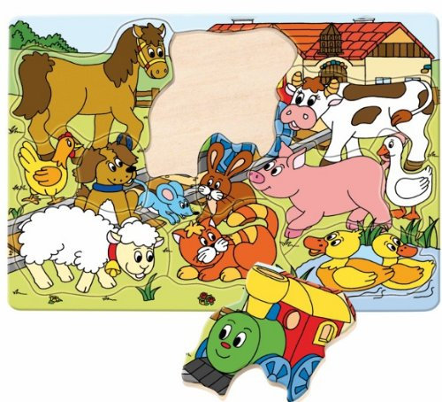 alles-meine.de GmbH Puzzle RAHMENPUZZLE LEGESPIEL Farm HOLZPUZZLE Holz Woody Holzpuzzle mit Griff