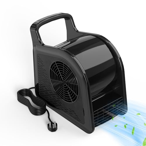 Huilynsen Carpet Dryer, 3-Speed Air Mover Blower Fan w/ 1 AC Outlet, Black