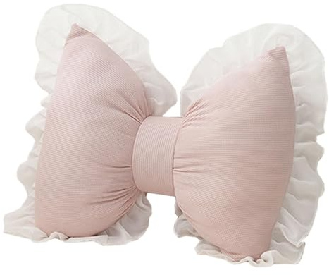 Milageto Cute Bow Cushion Soft Bow Pillow Throw Pillow Ornament Home Furnishing Crafts Back Cushion Decorative Pillows Bows Decor Pillow for Farmhouse Sofa Car Living Room Bedroom (Pink L)