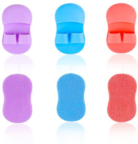 LOMIMOS Silicone Face Scrubber, 6Pcs Soft Silicone Facial Cleansing Brush Manual Face Cleanser Pore Cleaning Exfoliating Massaging Tool for Makeup Ultra-Light & Portable Facial Scrubber