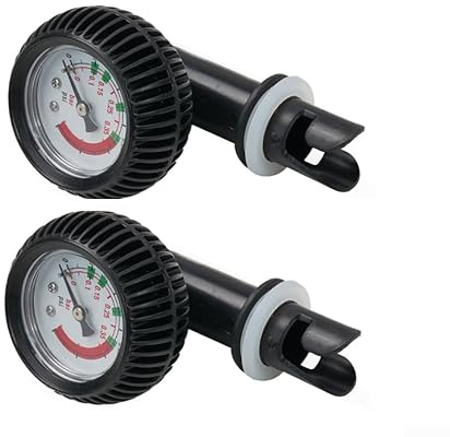snowchecking 2pcs Air Pump Pressure Gauge, Inflatable Boat Air Pressure Gauge Thermometer 5.08 PSI Barometer With Long Hose Adapters For Kayak Canoe Raft Accessories(2pcs)