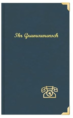Livepac-Office Telefonbuch mit Namensgravur - Adressbuch ca. A5 mit Messingecken - Farbe: blau
