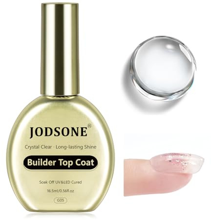 JODSONE Crystal Builder Top Coat Gel – 16,5 ml No Wipe Clear Top Coat för gelnagellack, ultratransparent för glänsande finish eller överläggningsstruktur, U V/LED-härdning krävs
