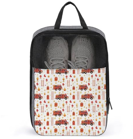 Bolsas de zapatos de golf para viajes para mujeres y hombres, bolsas de zapatos de viaje con estampado de camión de bomberos para empacar en maleta, bolos, danza, punta, fútbol, tacos, organizador