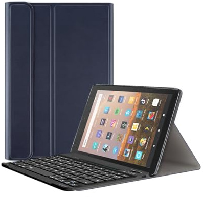 leleyo Funda de teclado para Amazon Kindle Fire HD 8 de 8 pulgadas, funda magnética desmontable para teclado inalámbrico para Amazon Fire HD 8 de 8 pulgadas, color negro