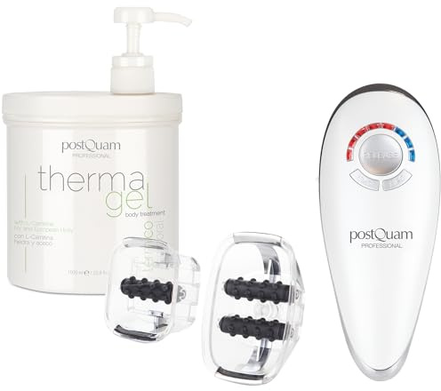 PostQuam Professional – Pack ThermaGel 1000 ml + Appareil de massage Sculptor – Gel à effet chauffant à la centella, carnitine et guarana + succion, rouleaux et EMS – Réchauffe, draine et raffermit