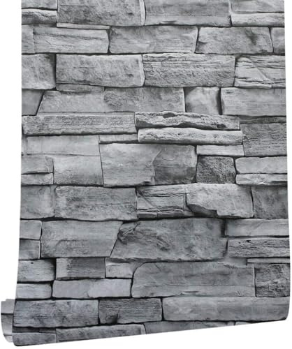 ANBILILA Papel Tapiz Autoadhesivo de Roca, 44.5x1000CM Piedra de Ladrillo Autoadhesivo de Vinilo Fondos de Pantalla Impermeable Rollo de Decoración de Paredes para Paredes Decorativas