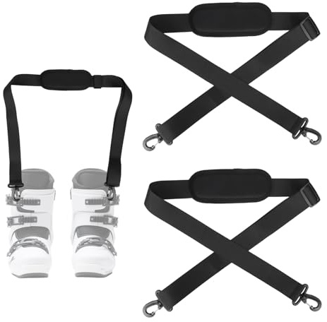 Sinbana 2 Pz Cinghia Portasci con Gancio, Regolabile Antiscivolo Tracolla Snowboard Mani Libere Cinghia Portasci Accessorio per Attrezzatura da Skate Scarponi da Snowboard Regalo Uomo e Donna