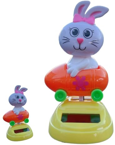 Pavsicgn Solarbetriebene Tanzende Figuren - Wackelnde Häschen Figur Als Spielzeug Und Deko - Kaninchen Mit Solarantrieb Tanzender Wackelkopf,Für Auto Innenraum Büro Schreibtisch Und Party Geschenke