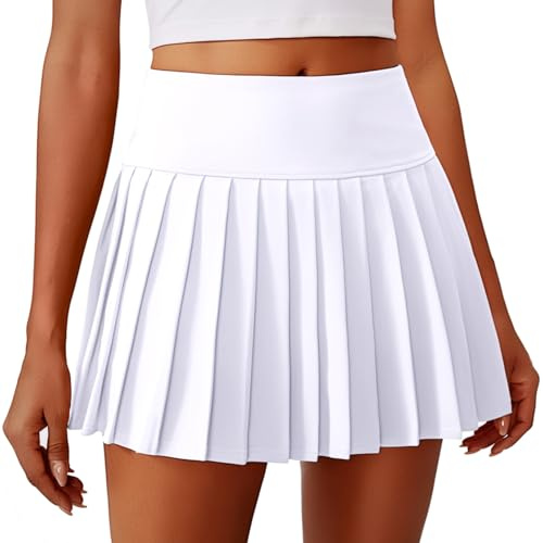 PINSPARK Falda De Tenis Plisada para Mujer, Falda Deportiva Cintura Alta, PantalóN Tenis, En V, Minifalda con ProteccióN UV, Culottes, Golf, Entrenamiento, Correr Al Aire Libre
