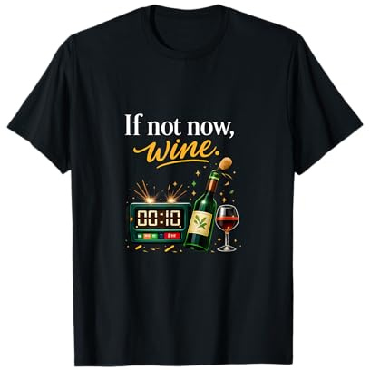 If Not Now Horloge de Compte à rebours Humoristique pour Adulte Motif vin T-Shirt