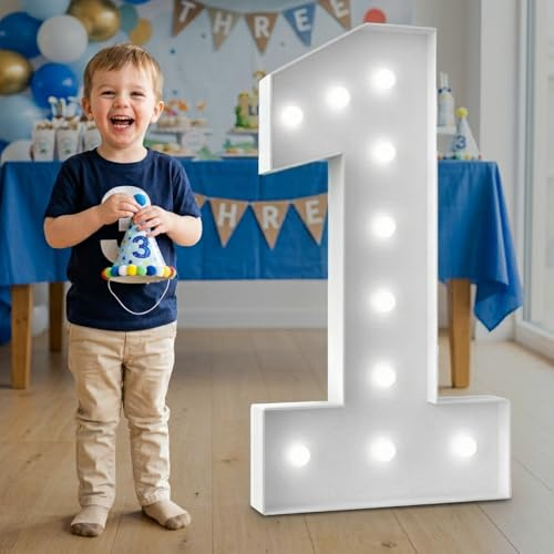 3FT Marquee Light Up Number - Marquee Numbers 3 Feet Tall | Large Led Sign For Baby Shower,Party,Birthday Decorations,Graduation,Prom(Number 1)