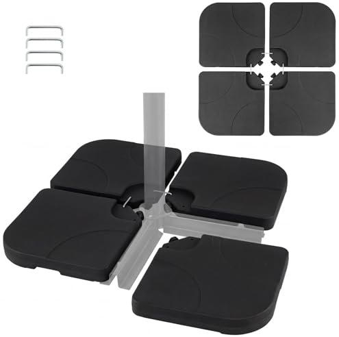 RELAX4LIFE Base per Ombrellone da Giardino 72KG, Set 4 Pezzi Pesante Riempibile con Sabbia o Acqua, Supporto Ombrellone per Esterno, Bar, Ristoranti (60L)