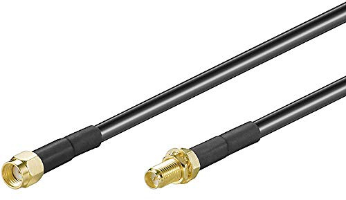 Goobay 51677 Prolunga per Antenne WLAN Wi-Fi, Nero, 3m Lunghezza del Cavo