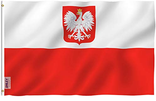 ANLEY Fly Breeze 3x5 Foot Poland State Ensign Flag - Vivid Color and UV Fade Resistant - Canvas Header and Double Stitched - Polish Eagle Flags Polyester with Brass Grommets 3 X 5 Ft