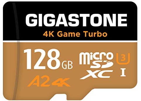 [5 Jahre kostenlose Datenwiederherstellung] GIGASTONE 128GB Micro SD Karte, 4K Game Turbo, bis zu 100/50 MB/s, MicroSDXC Speicherkarte für Nintendo Switch 1 Gopro DJI, A2 V30 U3 +Adapter