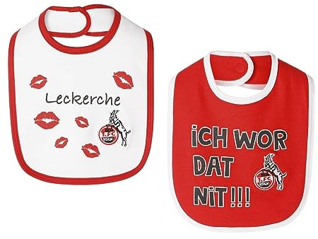 1. FC Köln Baby Lätzchen rot/weiß 2er Set, Babylätzchen - Plus Lesezeichen I Love Köln