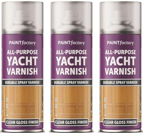3 x Yacht Varnish Spray 400ML All Purpose- Professional Gloss Finish Spray Wood Color Paint