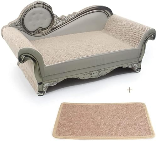 SONGWAY Kratzbrett für Katzen aus Pappe – Sofaform Wellpappe Kratzmöbel, Kratzspielzeug , Kratzlounge mit eine Matte, Kratzpad , Katzenspielzeug Kratzen , Weiß