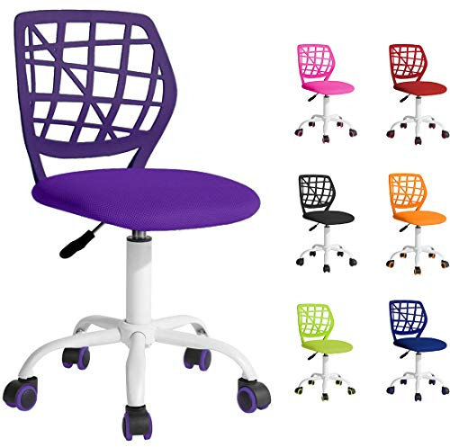 BELTOM® Silla de Escritorio para niñas Niños Youth. Silla ergonómica giratoria a 360°. Ajustable en Altura para el hogar y la Oficina. Sin apoyabrazos con Respaldo - Purpura