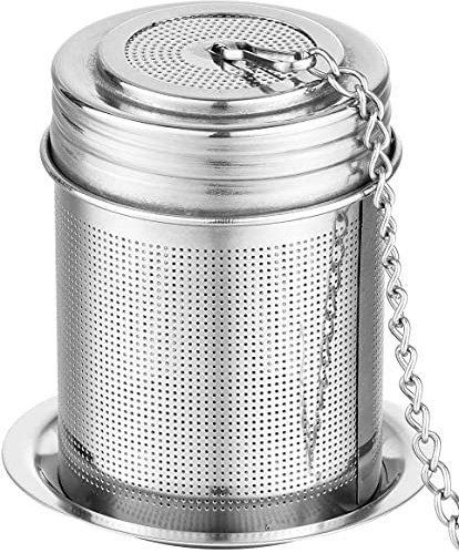 Tea Ball Infuser Filter & Cooking Infuser,Extra Fine Mesh Tea Infuser Threaded Connection 18/8 Stainless Steel with Extended Chain Hook to Brew Loose Leaf Tea,Spices,Seasonings (Large)