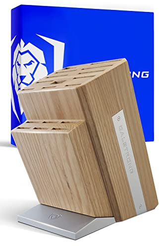 DALSTRONG Universal Knife Block - 18 Slots - Premium American Ash Wood - Aluminum Alloy Rim Kitchen Set - Lion Head Logo Badge - Premium Craftsmanship Knife Set - Angled For Ergonomics - Cleans Easily