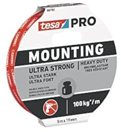 Tesa Mounting PRO Ultra Strong 66792-00001-00 Montageband, 5 m x 19 mm, 1 Stück, weiß