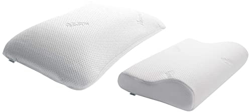 TEMPUR Symphony Schlafkissen ergonomisches Nackenstützkissen für Rücken-und Seitenschläfer, Memory Foam, Weiß, M (43 x 64 x 12,5 cm) & Original Schlafkissen, Weiß, M (31 x 50 x 10/7 cm)