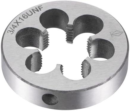 sourcing map Terraja, Terrajas de Roscar Métricas 3/4-16 UNF, Terraja Redonda 45mm Diámetro Exterior, Troquel para Roscar de Aleación de Acero | Máquina de reparación de roscas herramienta manual